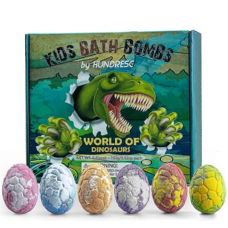 100% New Bath Bombs for Kids with 6PCS Surprise Dinosaur Toys Inside,Organic and Natural Bubble Bath Fizz Spa Bath Bomb Set Gift – ZP