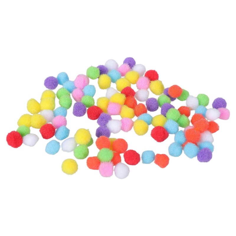 100 Pcs/Set Assorted 8mm Mixed Color Soft Fluffy Pom Poms Pompoms Hot  Multi