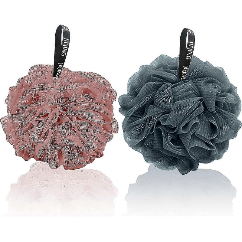 2 Pack Soft Loofah Sponge Pouf – Exfoliating Mesh Shower Ball for Adults