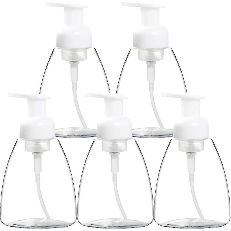 5 Pack Clear Plastic Oval Foaming Soap Dispenser, Refillable Plastic Pump Bottles with Travel Lock for Hand Sanitizer