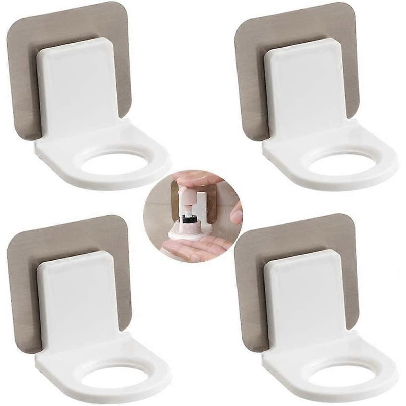Pump Bottle Dispenser Holder, Hand Sanitizer Hanging Holder Wall Sticker Shower Gel Bottle Holder Shampoo Hand Sanitizer Hook, Pack of 4