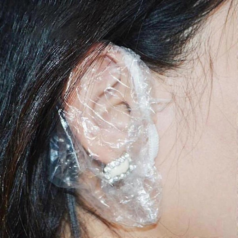 100pcs Ear Protector Caps Disposable Elastic Clear Shower Water Ear Shiled Covers For Men And Women, One Size Fits Most-Yvan