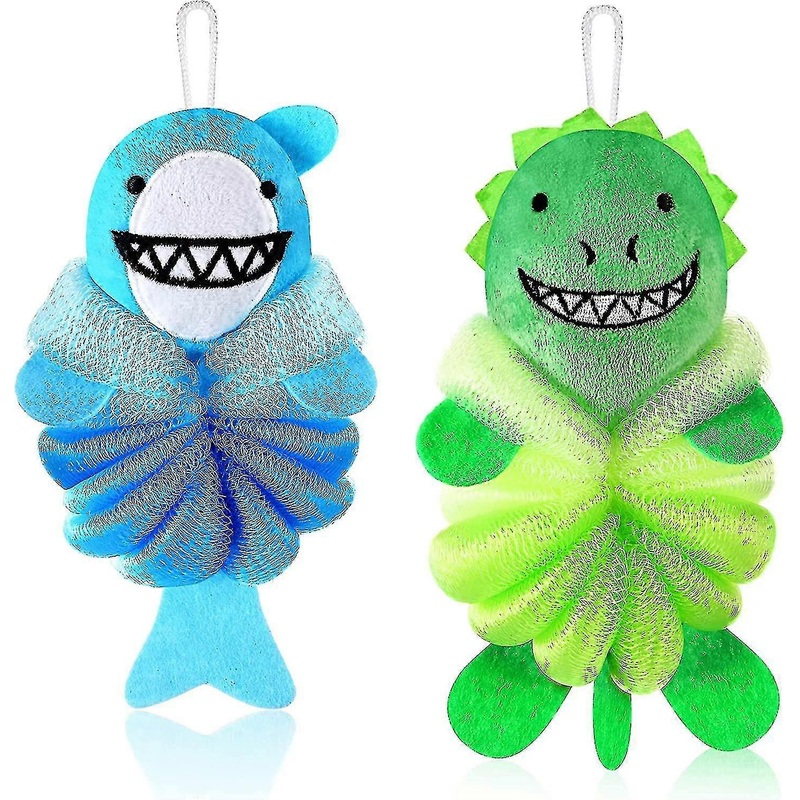 2pcs Animal Bath Loofahs Kids Body Loofahs Cartoon Shower Loofahs Cute Bath Sponges Pouf Body Scrubbers Mesh-26