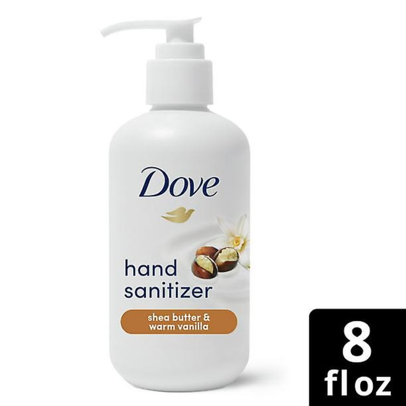 Dove Nourishing Hand Sanitizer Shea Butter And Warm Vanilla Antibacterial Gel With 61% Alcohol And Lasting Moisturization 8 Oz