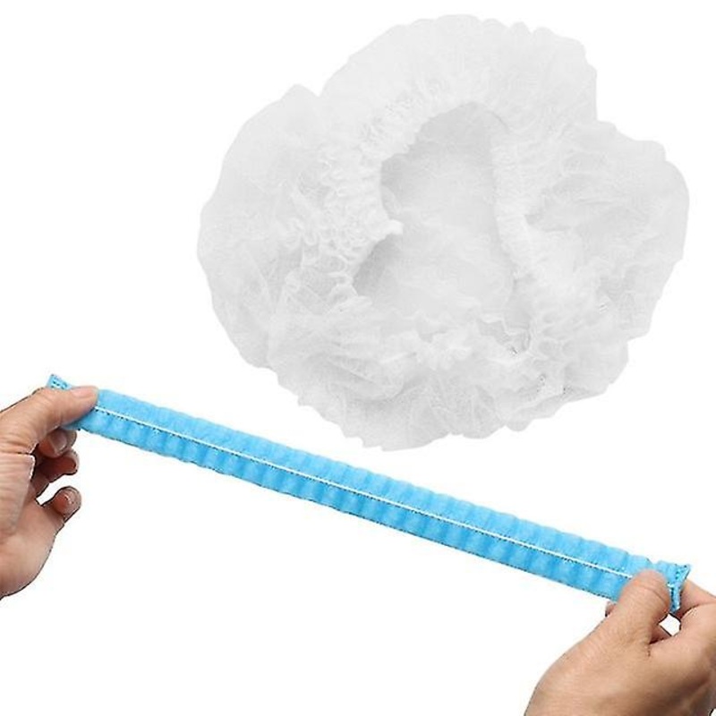 100pcs Disposable Pleated Elastic Mesh Shape Non-woven Bath Hat For Eyelash Extension Clear Waterproof Hair Hat Shower Cap