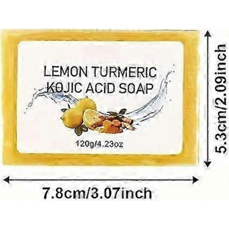 Turmeric Kojic Acid Soap,Lemon Turmeric & Kojic Acid Brightening Soap,Turmeric Soap Bar for Dark Spots,Dark Spot Remover for Face and Body