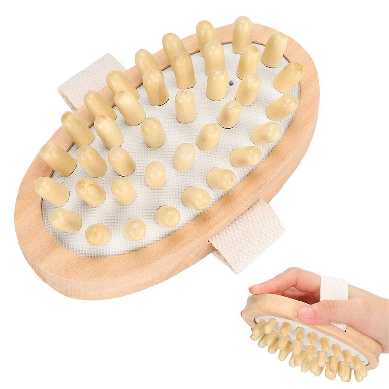 Wooden Massage Body Brush, Dry Brushing Body Brush for Lymphatic Drainage, Dry Skin, Cellulite, Dry Brush Remove Dead Skin Shower SPA Bath Brush