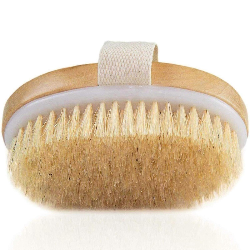 Wooden Oval Hand-held Brush Exfoliating Dead Skin Bath Brush Hemu Massage Bath Brush 1 Piece Log Color