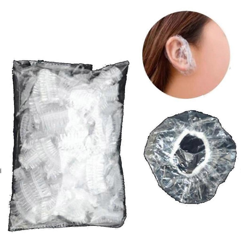 100PCS Disposable Elastic Clear Shower Water Ear Covers for Men and Women,