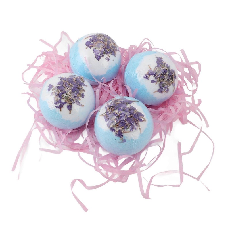 4pcs Bubble Bath Ball Aromatherapy Freesia Scents Essential Oil Salt Shower Balls with Dried Flower