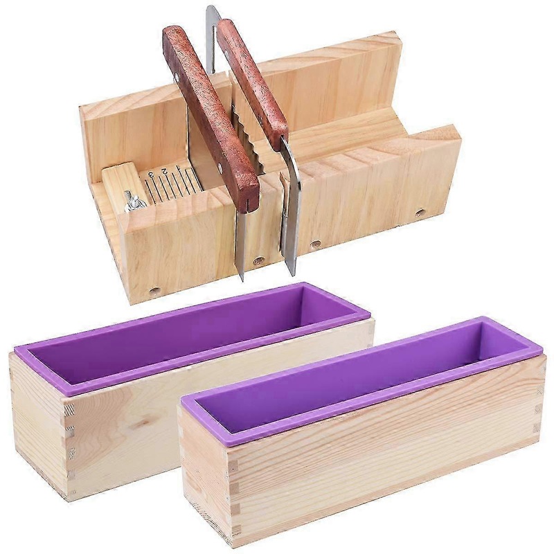 2025 Nut Sabun Making Cut Kiti, Silicone Soap Making Lining Adjustable Wooden Box Stainless Steel Wave+DIY SOAP PLACE FOR Making