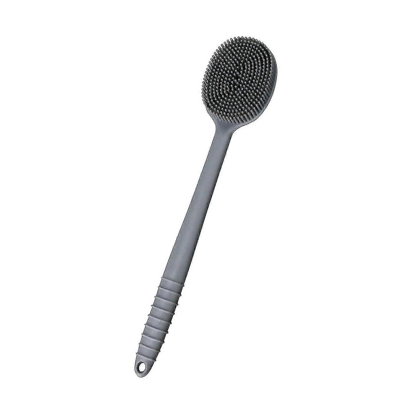 Ultra-soft Silicone Back Scrubber Shower And Face Scrubbers, Bath Body Brush With Moderate Length Handle, Bpa-free Non-slip (gray)