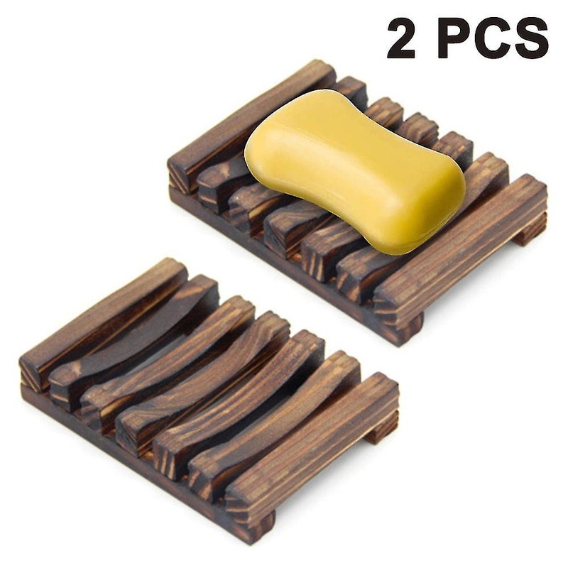 2 Pcs Soap Dish Wood Shower, Natural Bamboo Soap Box Soap Box
