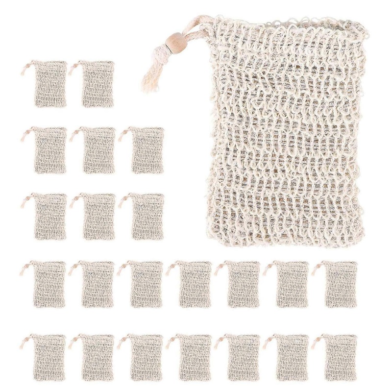 20 Pack Soap Exfoliating Bag,Soap Saver Made Sisal Mesh Soap Bag Bar Soap Bag with Drawstring for B