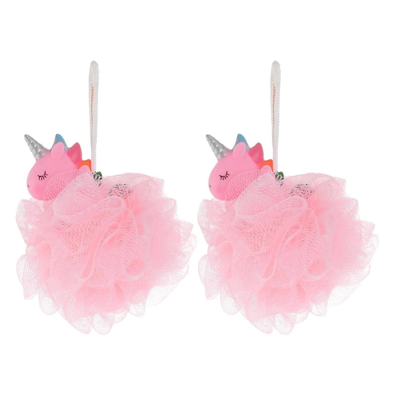 2Pcs Unicorn Bath Mesh Shower Ball Pouf Loofahs Exfoliating Bath Sponge for Kids
