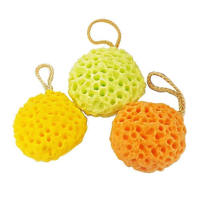 3pcs Honeycomb Bath Sponge Set – Yellow, Green, Orange Shower Sponges
