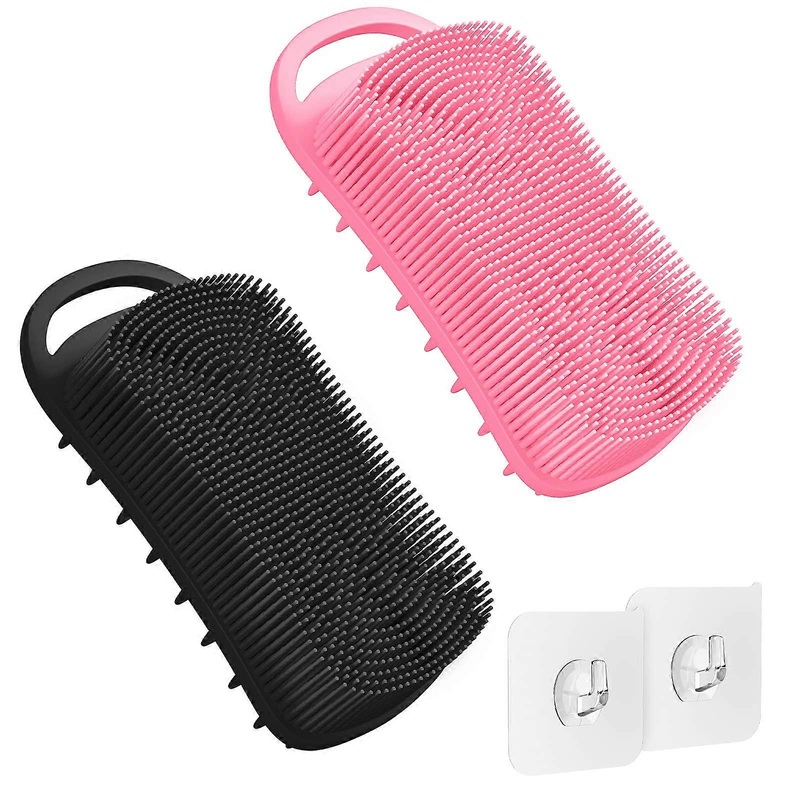 2 in 1 Silicone Bath Brush for Body Cleaning and Exfoliation, Soft Bristles, Ergonomic Handle, Waterproof Design
