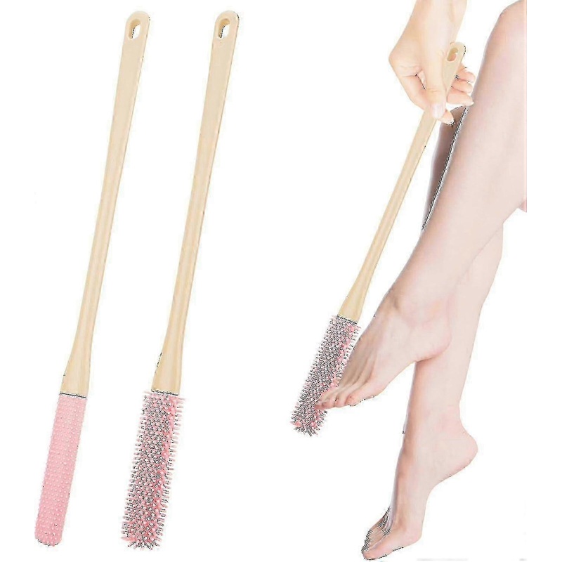 Toe Cleaning Brush, Long-Handled Foot Scrubber for Seniors, Shower Toe Lotion Applicator – Pink