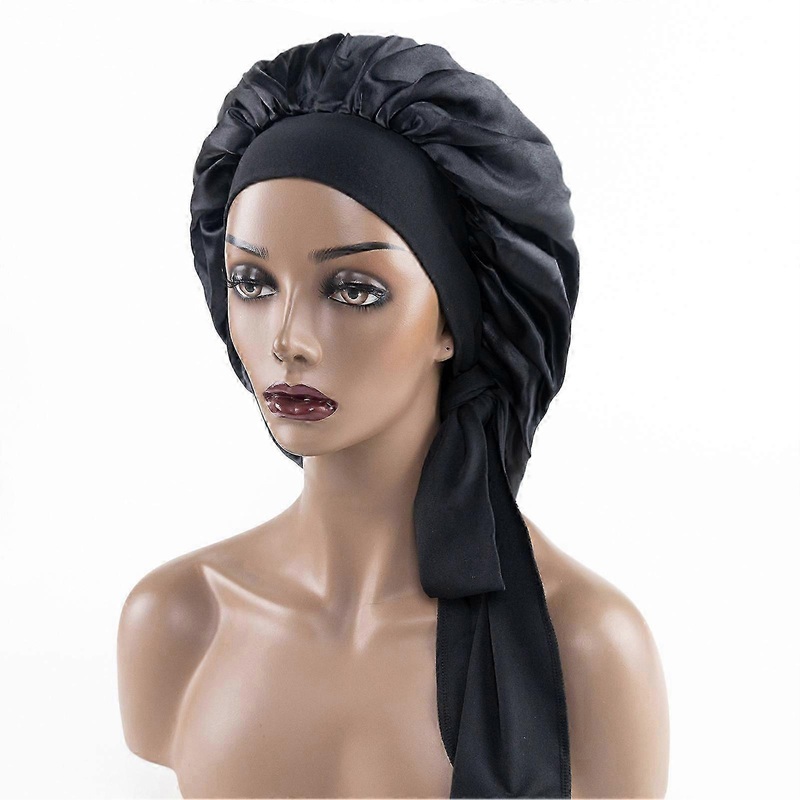 Women’s Satins Nightcap with Wide Brim Elastic Breathable Soft Night Cap for Curly Hair