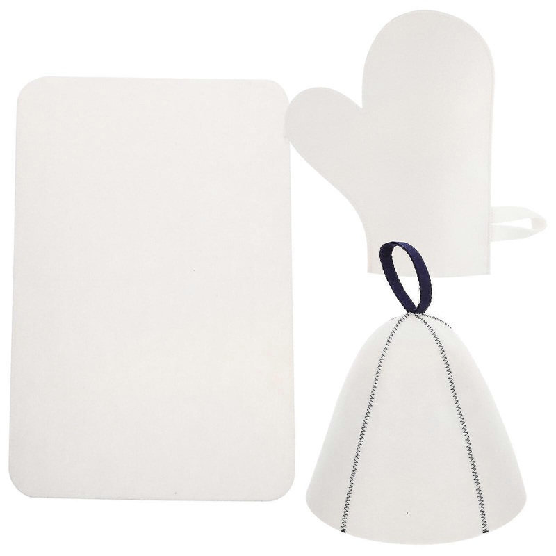1 Set Felt Sauna Hat Women Sauna Cap Mat Glove Breathable Sauna Hat Bathroom Shower Hat