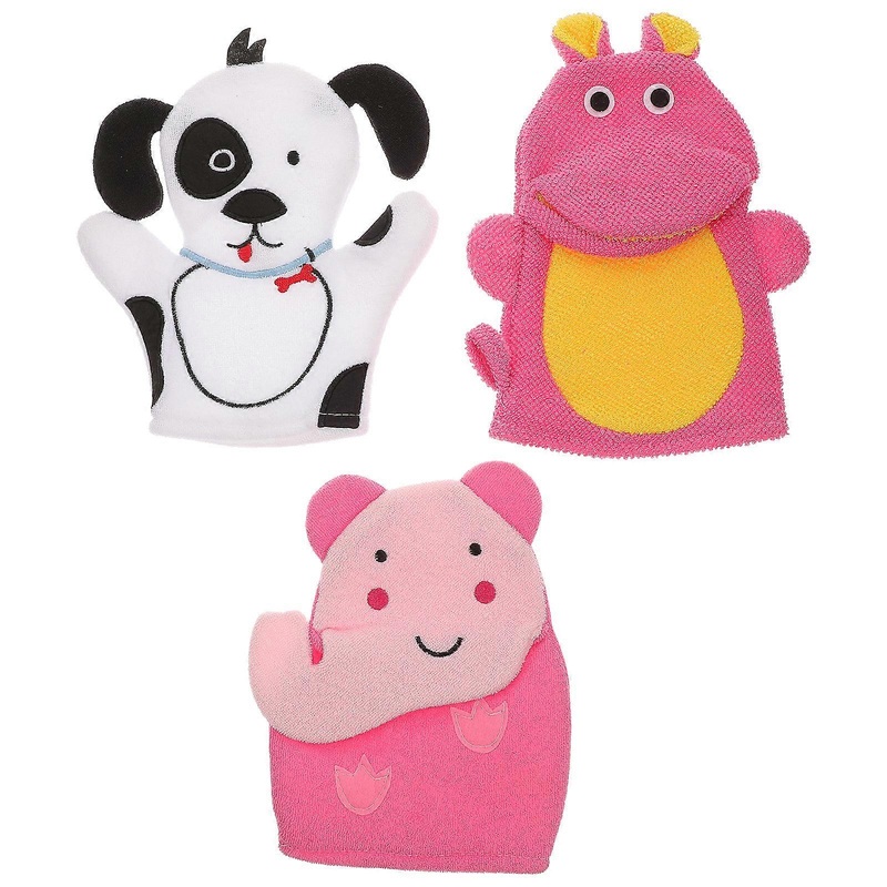 3Pcs Kids Bath Sponge Glove Shower Bathing Mitt Loofah Scrubber for Baby Toddler
