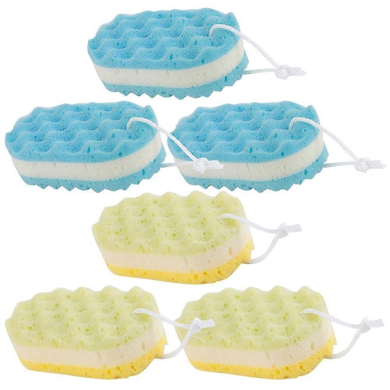 Sponge For Shower Soap Dispersion Family Use Yellow 16.50X9.00X5.00CM 6Pcs
