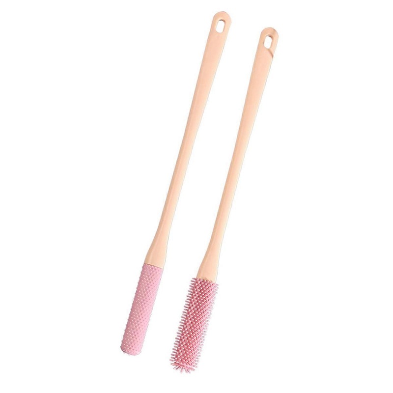 Toe Cleaning Brush Foot Cleaning Brush for Shower Long Handle Pink