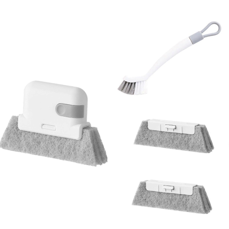 2 in 1 Window Brush, Wet and Dry Cleaning Brushes Window Grooves Cleaning Scrubber Tools Set