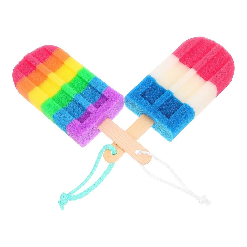 2pcs Ice Cream Shaped Bath Sponges for Women Shower and Bath Scrub Exfoliating Bathing Shampoo Brush