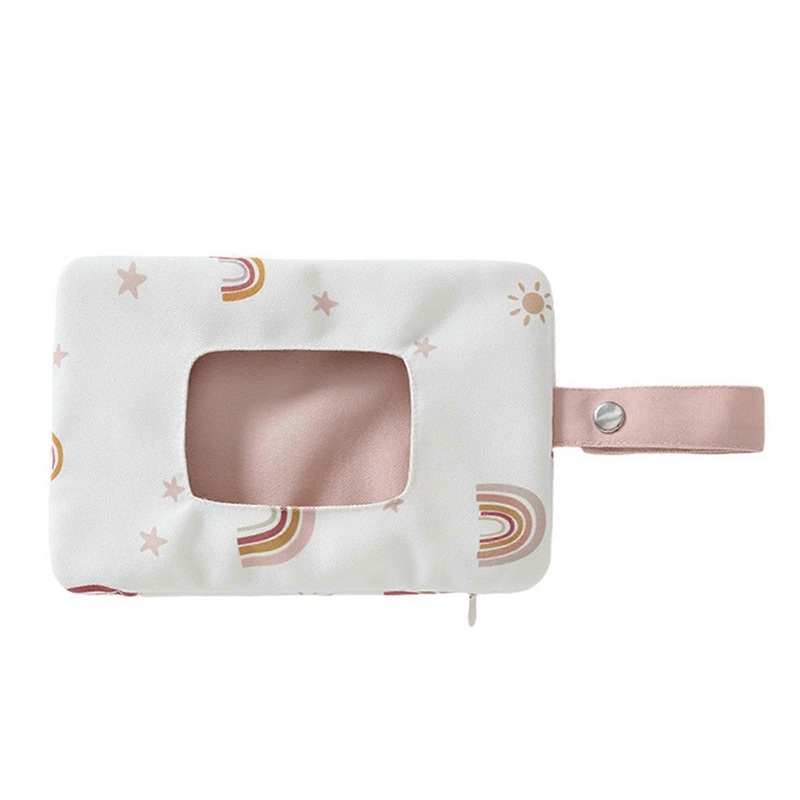 Cotton Wipe Holder Reusable Travel Wet Wipe Container Portable Wipes Dispenser Refillable Wipe Pouch with Hanging Strap  Pink