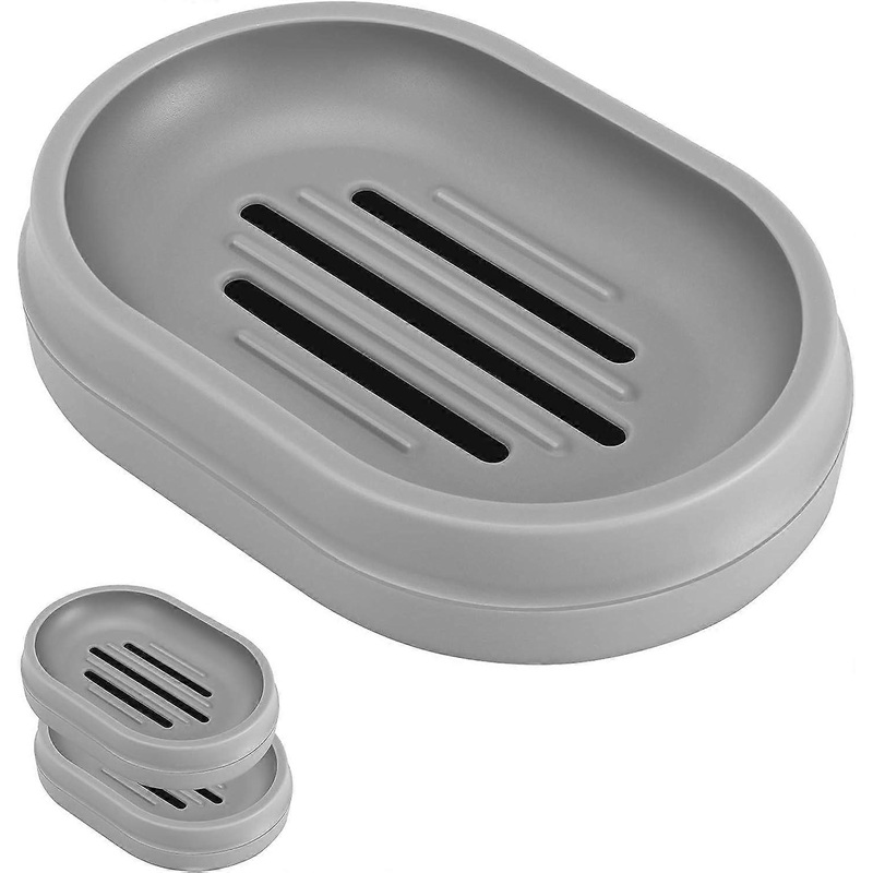 2-Pack Soap Dish, Soap Dish with Drainage System, Double Drain Soap Box Easy-to-Clean Soap Box for Home, Hotel and More