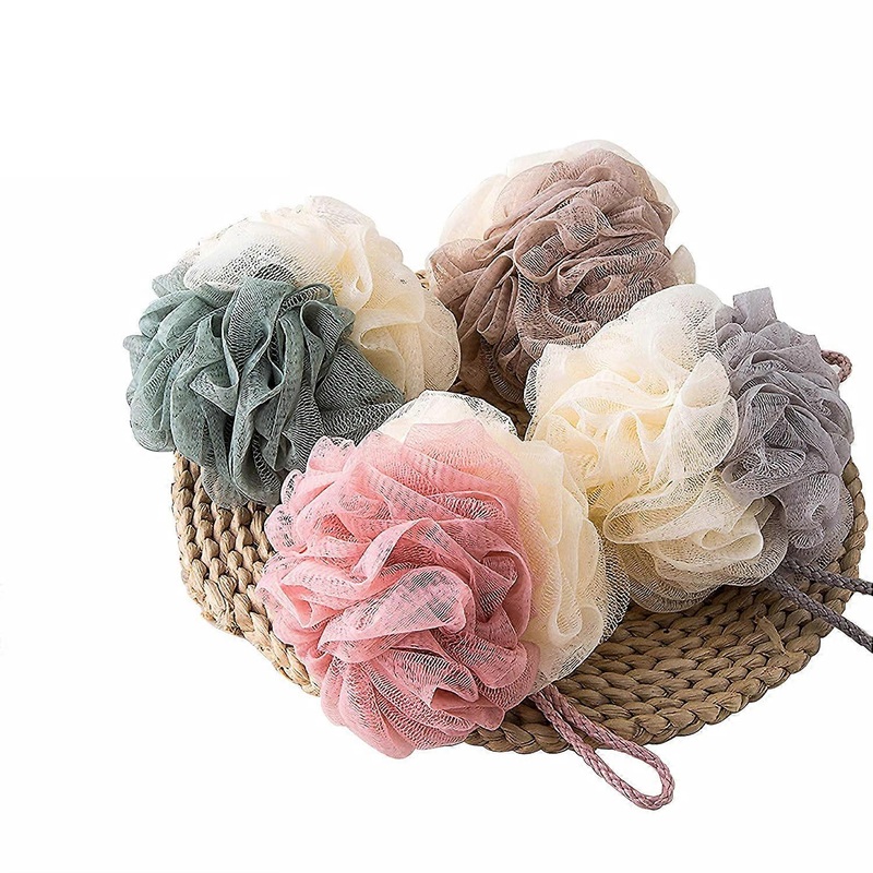 Tizzy 4 Pack Loofah Bath Sponge Lace Mesh,Sponge Loofahs, Multi Color Bath Loofah S