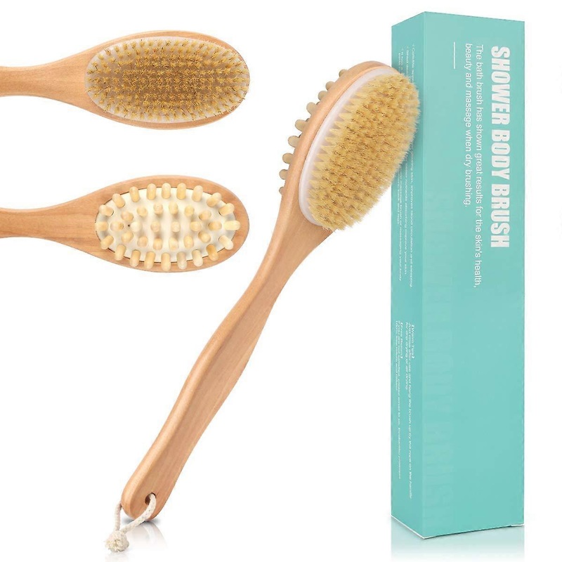 Wooden Body Brush Bath Brush for Back Scrubber – Natural Bristles Double Massage