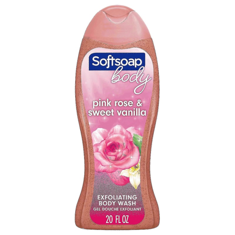 Softsoap Exfoliating Body Wash, Lustrous Glow Pink Rose & Vanilla, 20 Oz