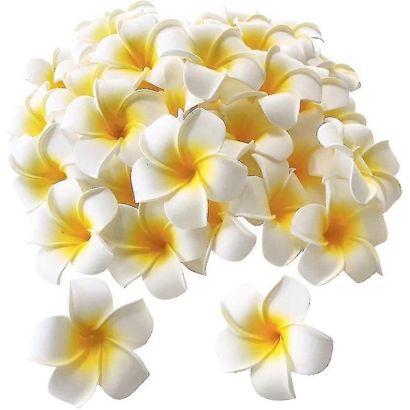 100 Pack White Foam Hawaiian Frangipani Artificial Plumeria Flower Petals Cap Hair Hat Wre