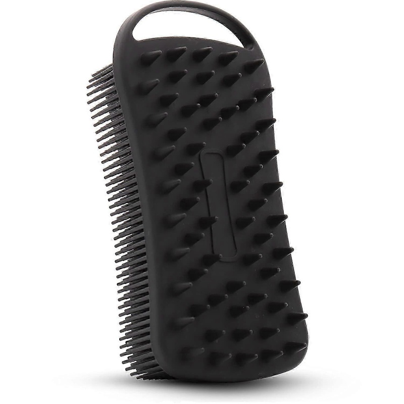 2 in 1 Silicone Loofah Square Shower Silicone Bath Brush for Sensitive Skin (Black)