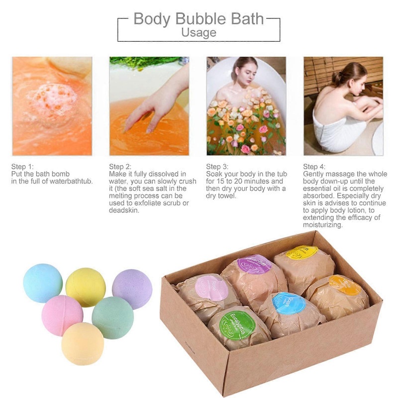 6pcs Handmade Bath Bomb Set 6x60g Relaxing Aromatherapy Spa Gift