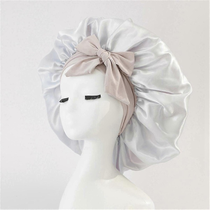 Women Sleeping Shower Cap High Elastic Hair Bonnet Hat pink