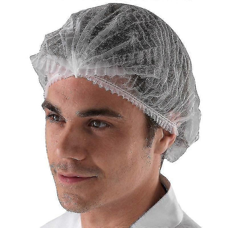 100pcs Disposable Hair Net Head Cover Mob Cap Anti Dust Medical Surgical Stretchy Hat(white)
