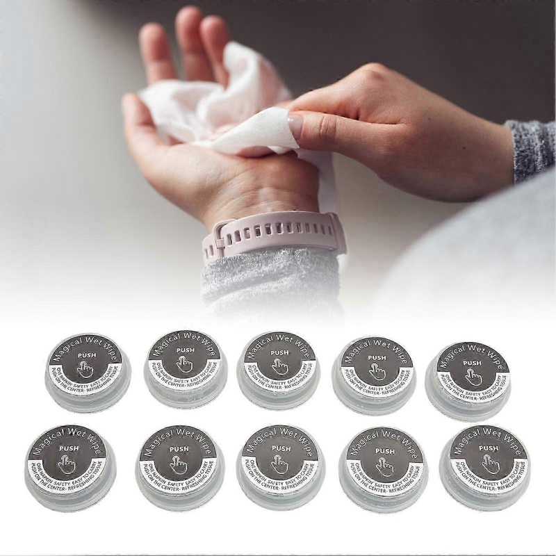 2025 10pcs Press Hand Wipes Disposable Portable Individual Compressed Wet Tissue for Outdoor