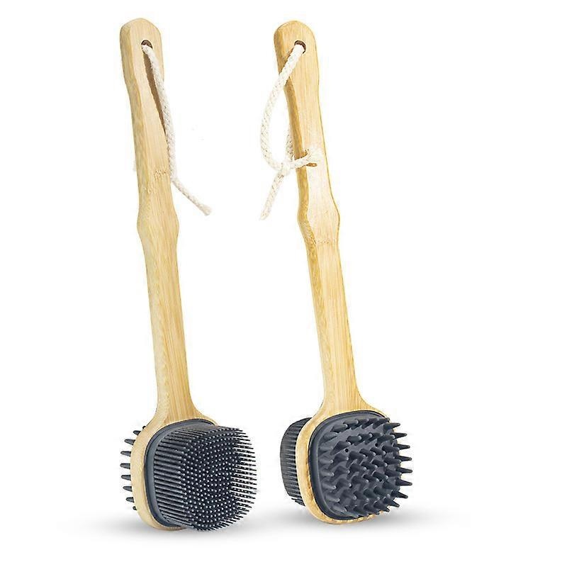1pcs Dual-sided Body Bath Brush Shower Back Massage Brush Long Handle Exfoliating ,black,135mm
