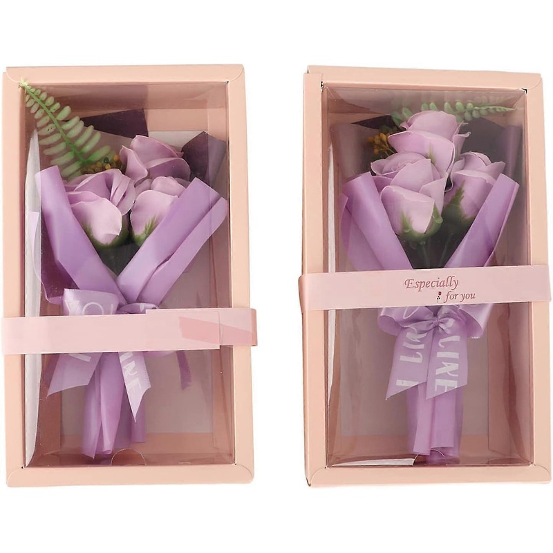 2Pcs Soap Rose Flower Vivid Exquisite Shape Romantic Rose Soap Artificial Flower Rose Flower Petals Bath Soap for Birthday Gift Decoration