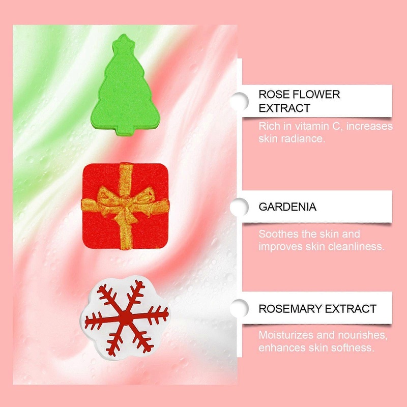 OceAura Christmas Bath Bomb Set Floral Scent Moisturizing Long-Lasting Fragrance