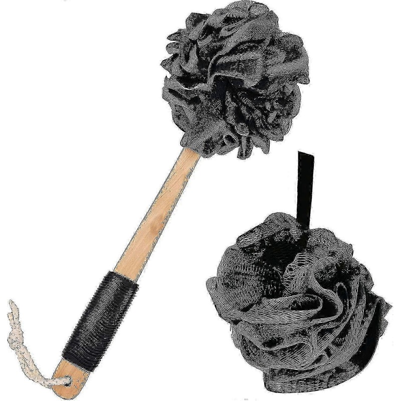 Zk- 2-pack Of Shower Brushes, Shower Sponge Body Brush, Shower Back Brush, Long Handle Shower Back Brush, Boost Circulation, Exfoliating Scrub P202501