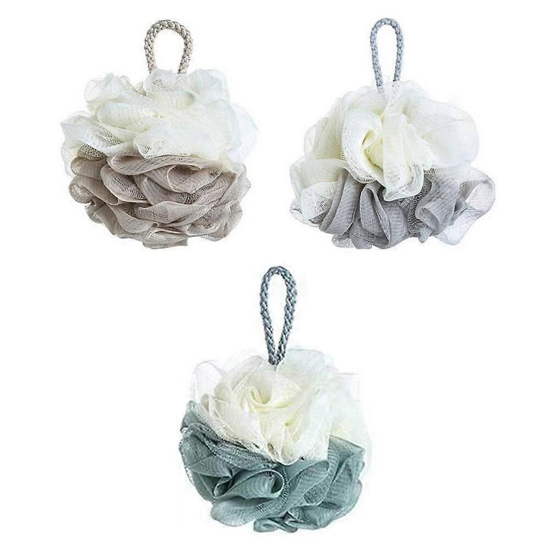 3PCS Double-Color Plastic Mesh Shower Ball Loofah Bath Sponge Bulk Shower Puffs for Cleaning