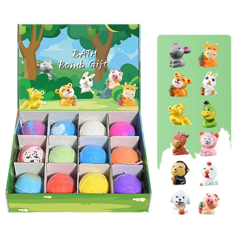 Bath Bombs for Kids, 12pcs Bath Bombs with Glow in The Dark Surprise Inside, Natural and Organic Colorful Bubble Bath Fizz for Kids, Perfect Birthday