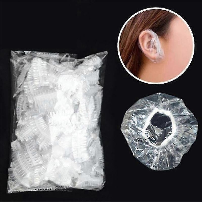 100Pcs Clear Earmuffs Shower Hair Coloring Ear Protector Cover Caps