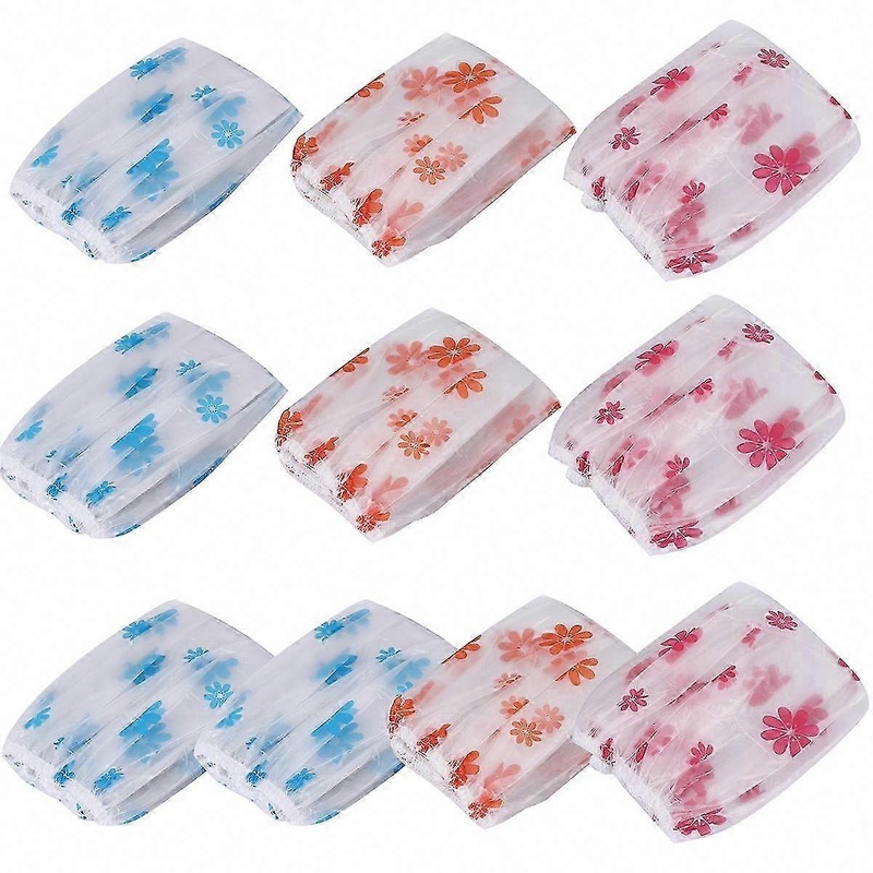 10Pcs Waterproof Shower Cap for Women, Reusable Elastic Bath Hair Cover, Bathing Cap for Shower and Bathroom Use