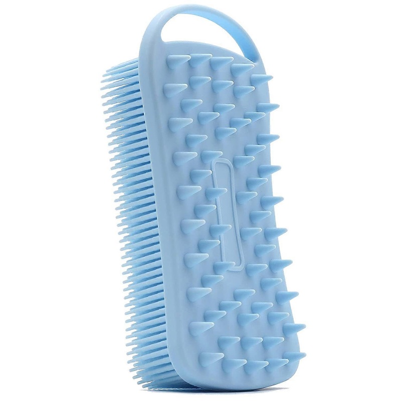2 in 1 Silicone Double Sided Shower Brush Silicone Loofah for Sensitive Skin (blue)