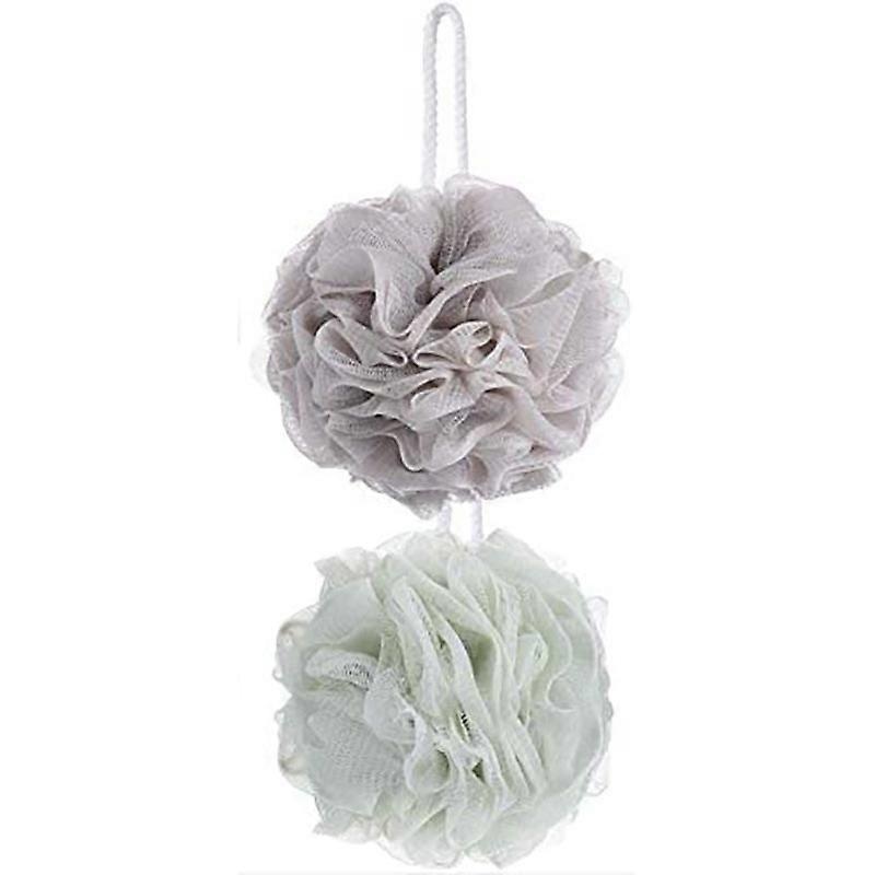 2 Pack Shower Bath Sponge Mesh Loofah Body Exfoliating Mesh ShowerGreen+Brown